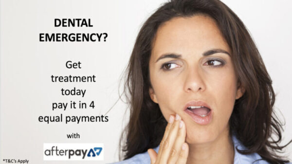 Dental emergency? Get treatment today and pay it in 4 equal payments with Afterpay. Terms and conditions apply.